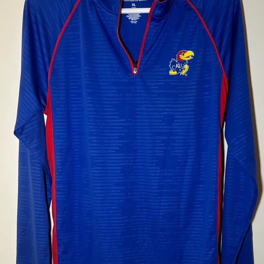 Colosseum Blue and Red Kansas Jayhawks 1/4 Zip Pullover